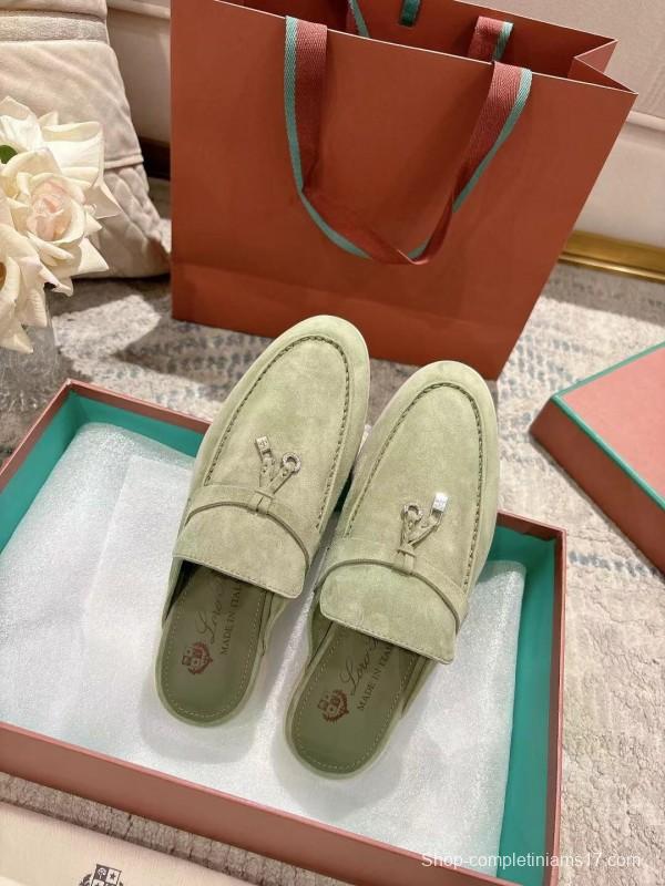 2025 Women LP Light Green Suede Loafers LY00000