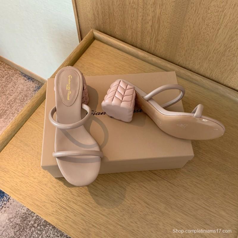 2025 Women Gianvito Rossi Beige Leather Slippers KFY00260