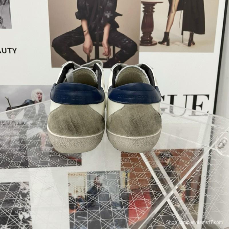 2025 Unisex GGDB White Grey Navy Leather Sneakers
