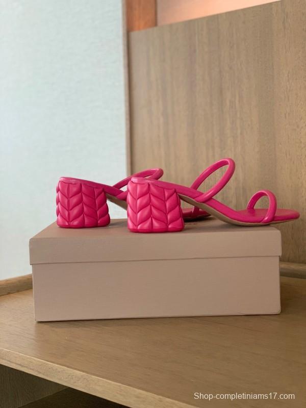 2025 Women Gianvito Rossi Pink Leather Sandals KFY00260