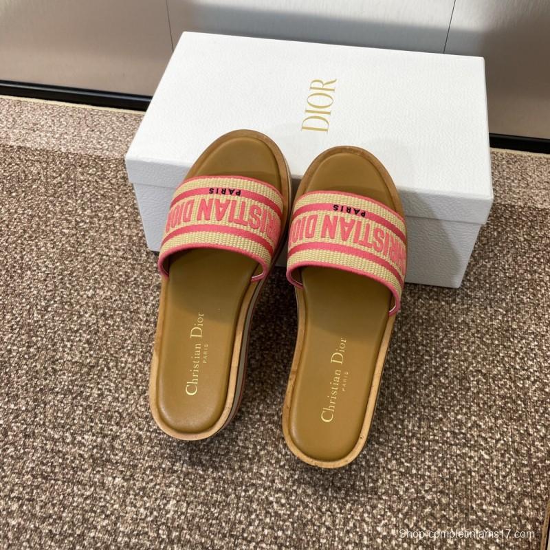2025 Slippers Dior Pink Canvas Slide