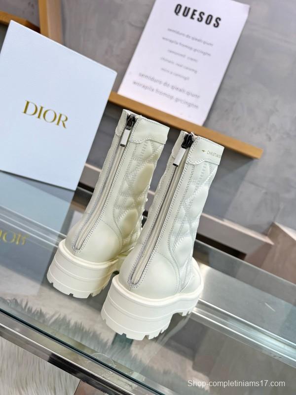 2024 Women Dior white leather boots MJ00430