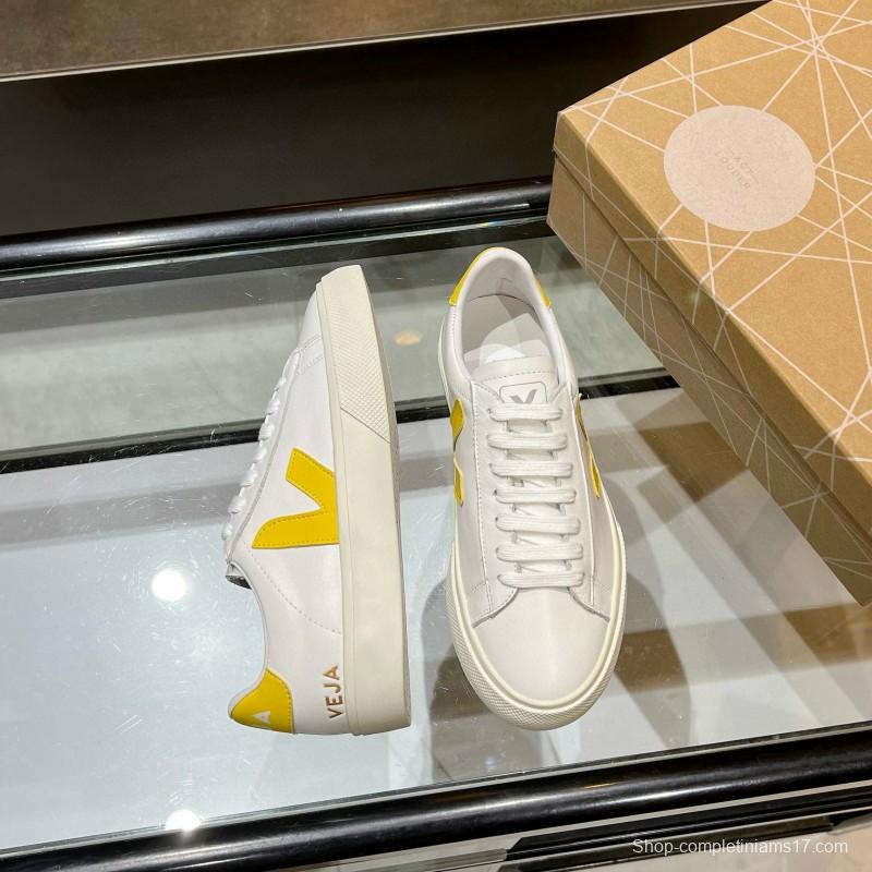 2025 Women VEJA White Yellow Leather Sneakers MJ00240(F)