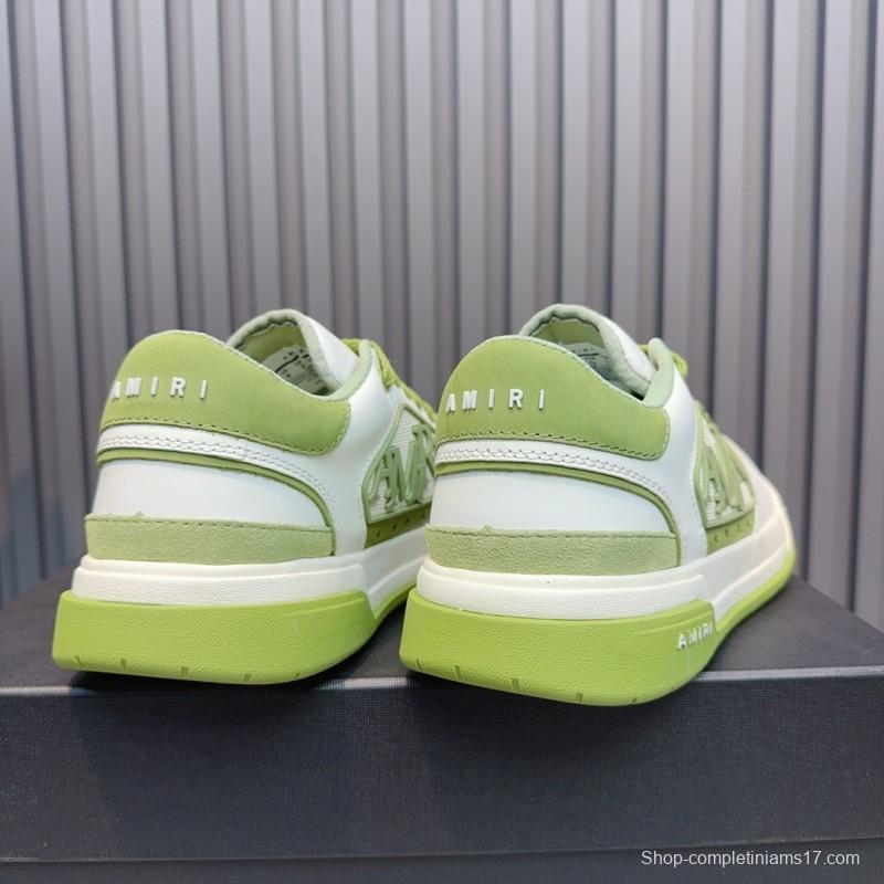 2025 Unisex Amiri Green White Leather Sneakers MJ00360