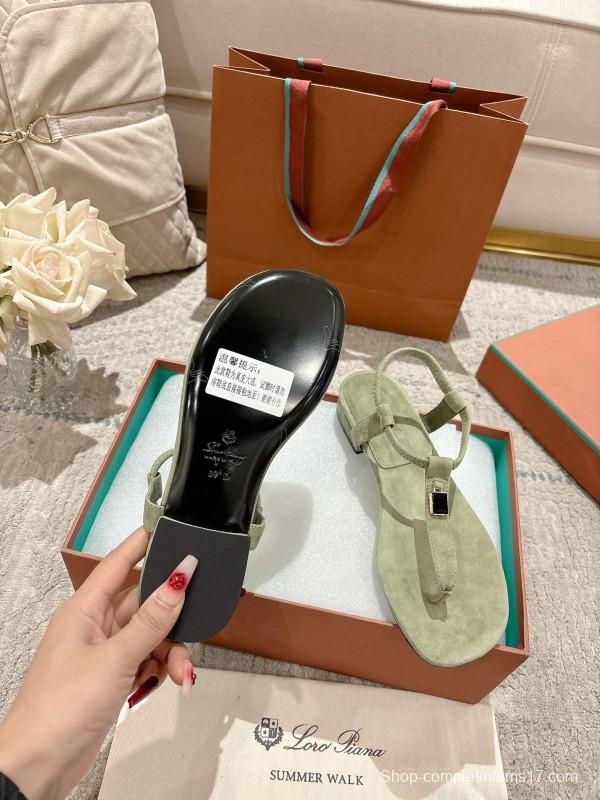 2025 Women LP Light Green Suede Sandals LY00360