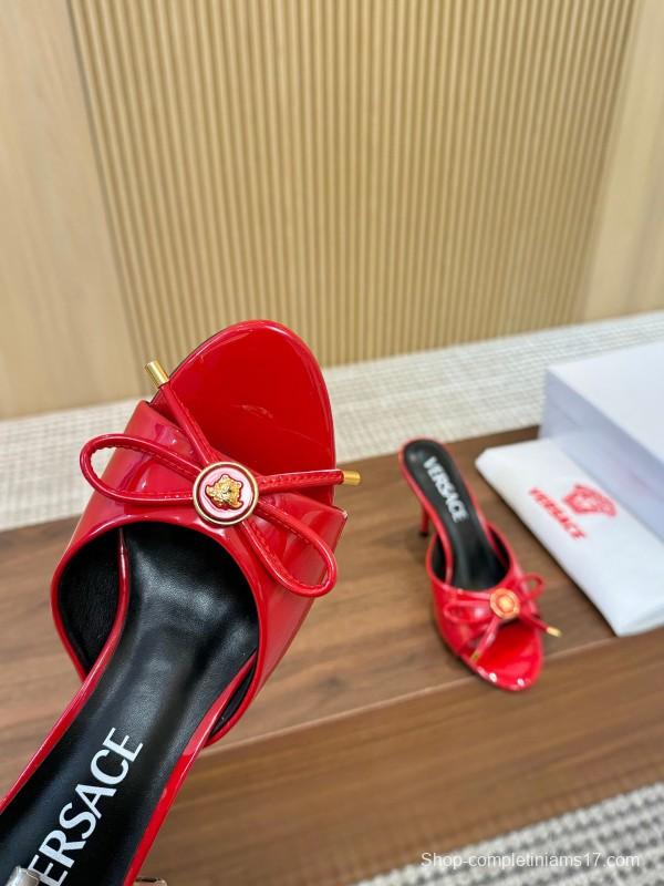 2025 Women VERSACE Red Patent Leather High Heel Bow LY00210