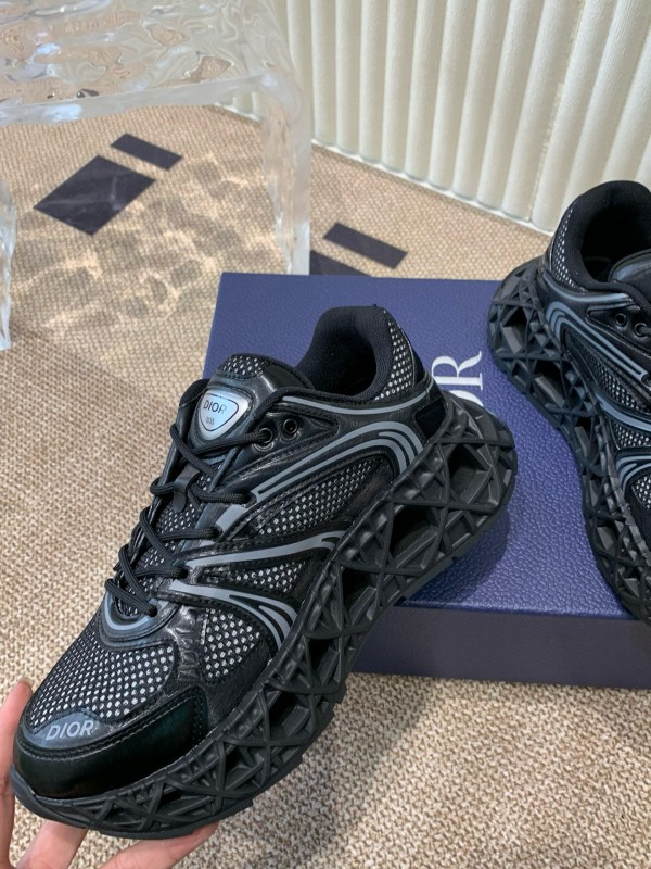 2024 Unisex Dior Black Mesh Leather Sneakers MJ00400