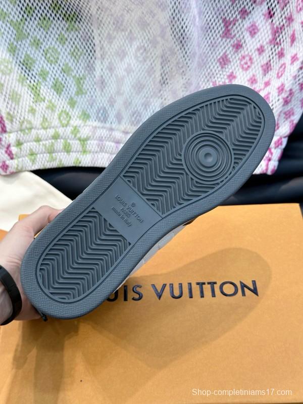 2024 Men Louis Vuitton Black White Leather High Top Sneakers MJ00420