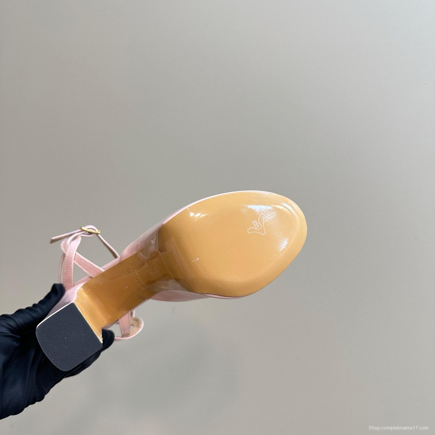 2024 Women Gucci Pink Leather Platform Sandals MJ00340