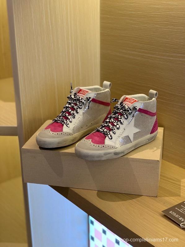 2024 Unisex GGDB White Pink Leather Suede High Top Sneakers MJ00300