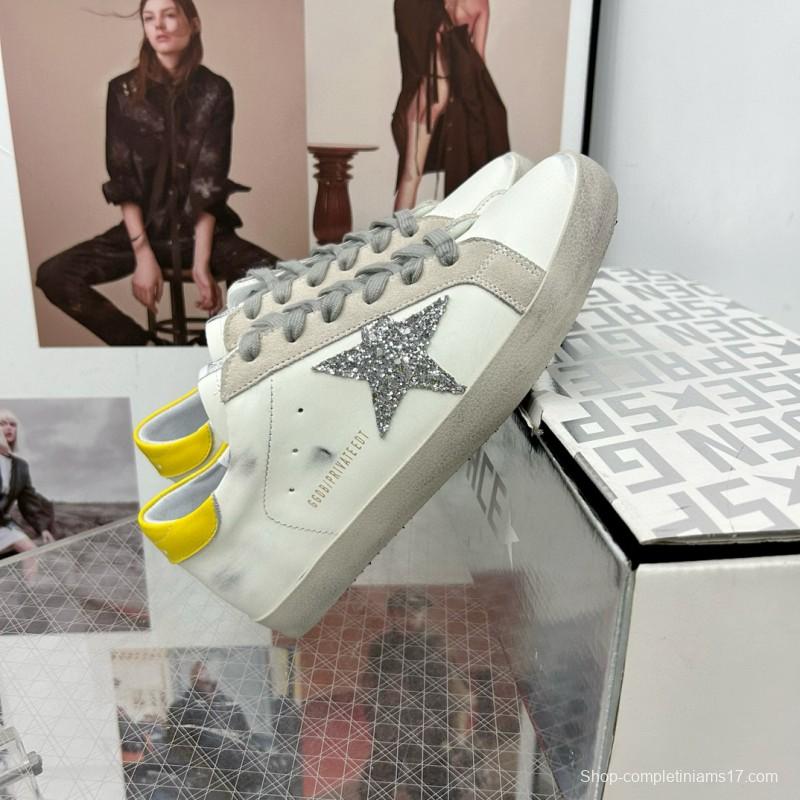 2025 Women GGDB White Grey Silver Glitter Yellow Leather Suede Sneakers
