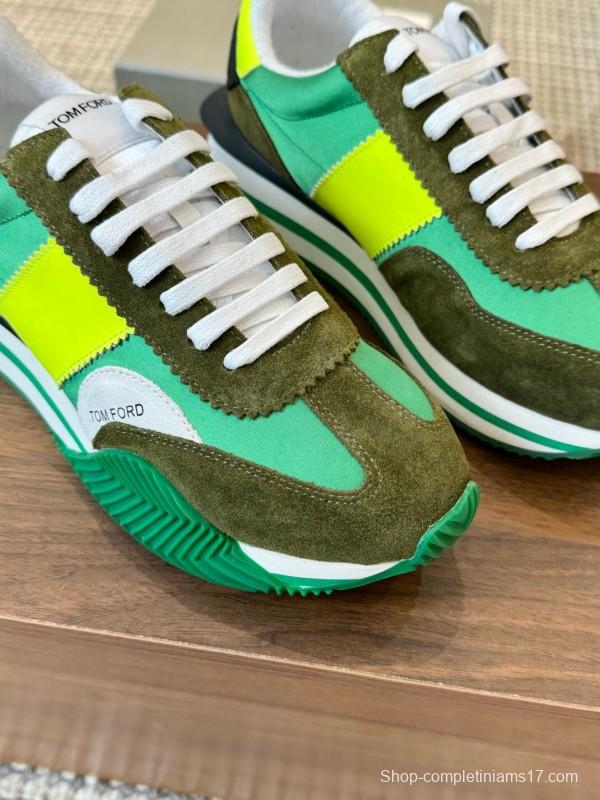 2025 Unisex TOM FORD Green Yellow White Suede Leather Sneakers LY00360(F)/LY00370(M)