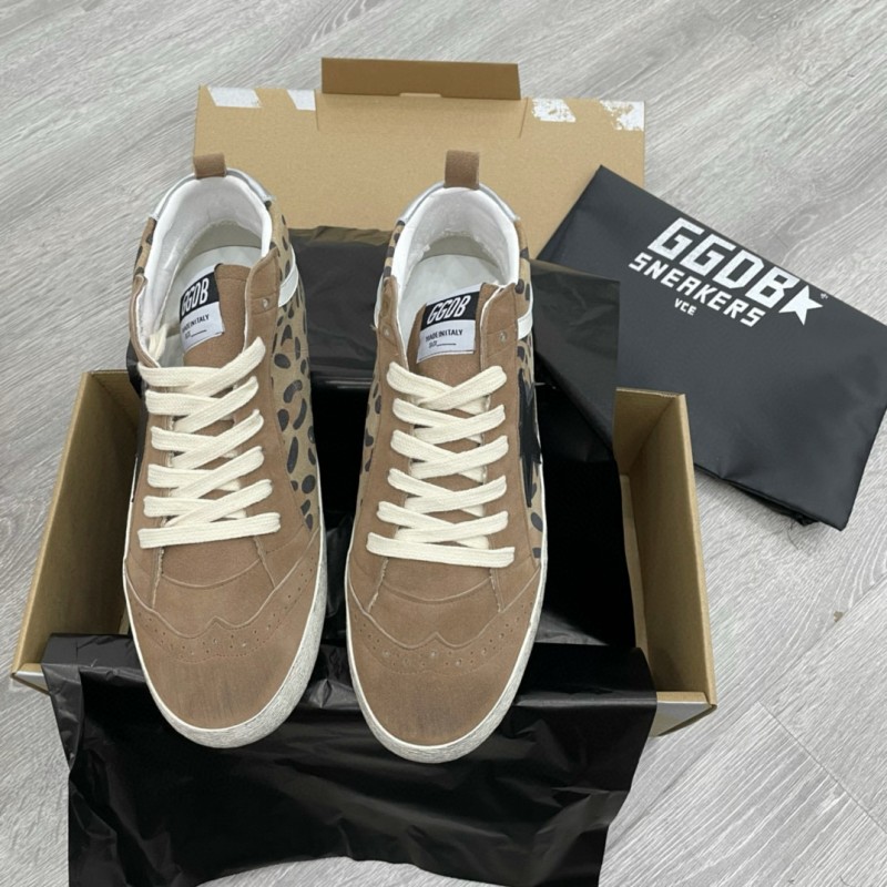 2024 Unisex GGDB Beige Brown Leopard Suede Leather High Top Sneakers MJ00300