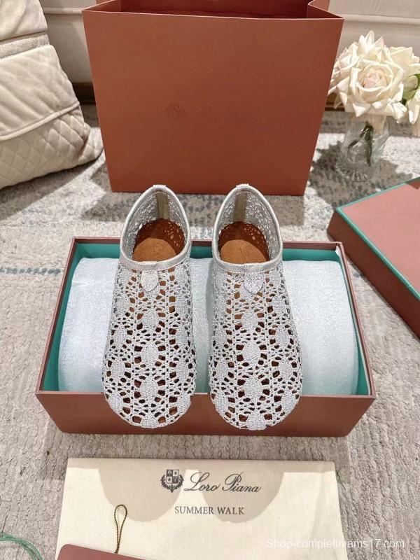 2025 Women LP White Knitted Ballet Shoes LY00250