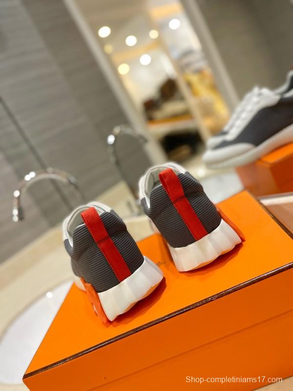 2024 Unisex Hermès Black White Imported Silk Sheepskin Imported Suede Casual Sneakers MJ00320