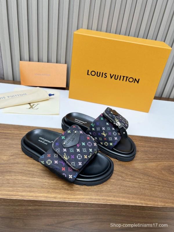 2025 Slippers Louis Vuitton Multicolor Canvas Slippers KFY00230