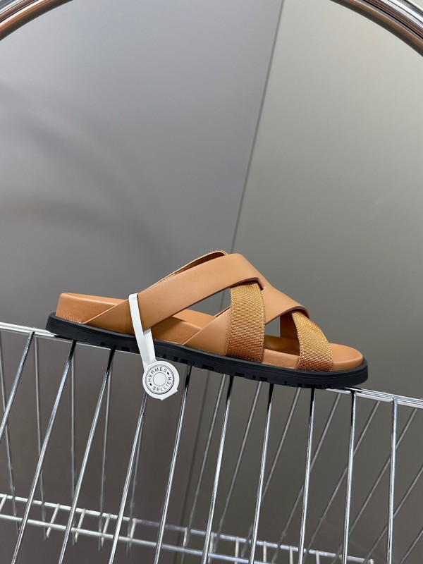 2025 Slippers Hermès Brown Leather Slippers