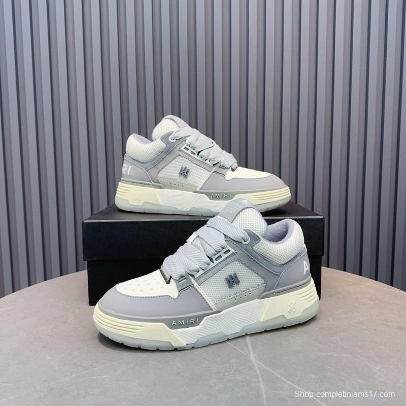 2024 Unisex Amiri Grey White Leather Suede Sneakers MJ00360