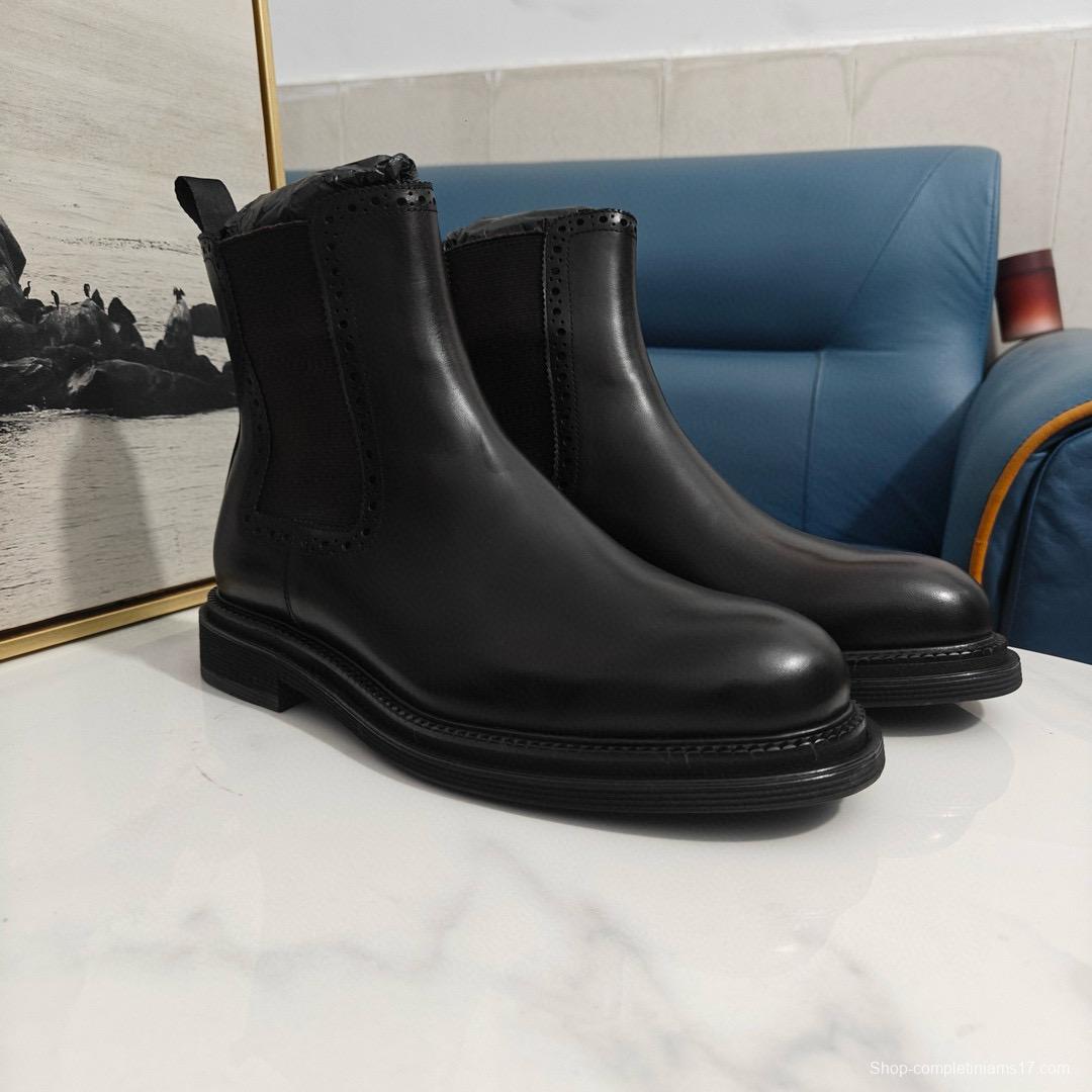 2024 Men Dolce & Gabbana Black Leather Chelsea Boots MJ00530