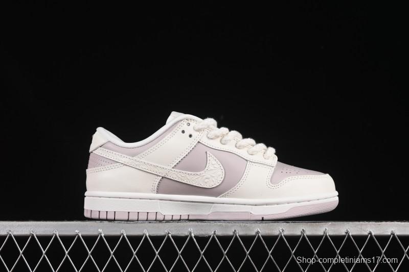 Nike SB Dunk Low White Light Purple Embossed Low-Top Casual Skate Shoes IH0639-011