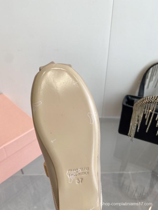 2025 Women Miu Miu Beige Suede Ballet Flats KFY00280
