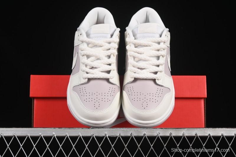 Nike SB Dunk Low White Light Purple Embossed Low-Top Casual Skate Shoes IH0639-011