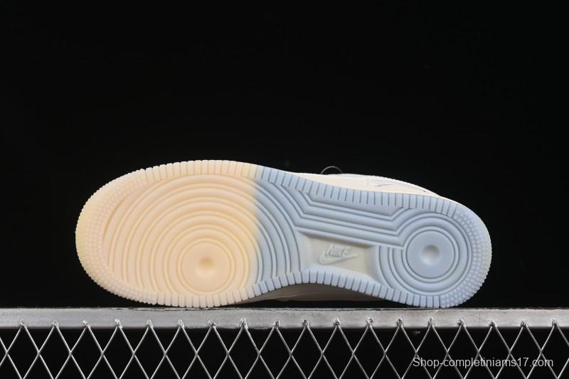 Nike Air Force 1 '07 Low Supreme Collaboration Two-Tone Beige Blue Casual Skate Shoes - XX3168-179