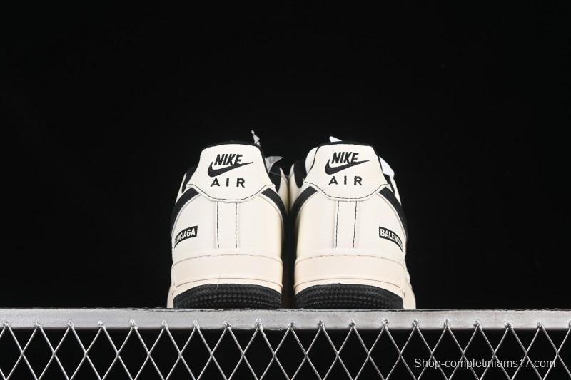 Nike Balenciaga Air Force 1'07 Low Collaboration Triple Swoosh Beige Black Casual Shoes - FR0538-090