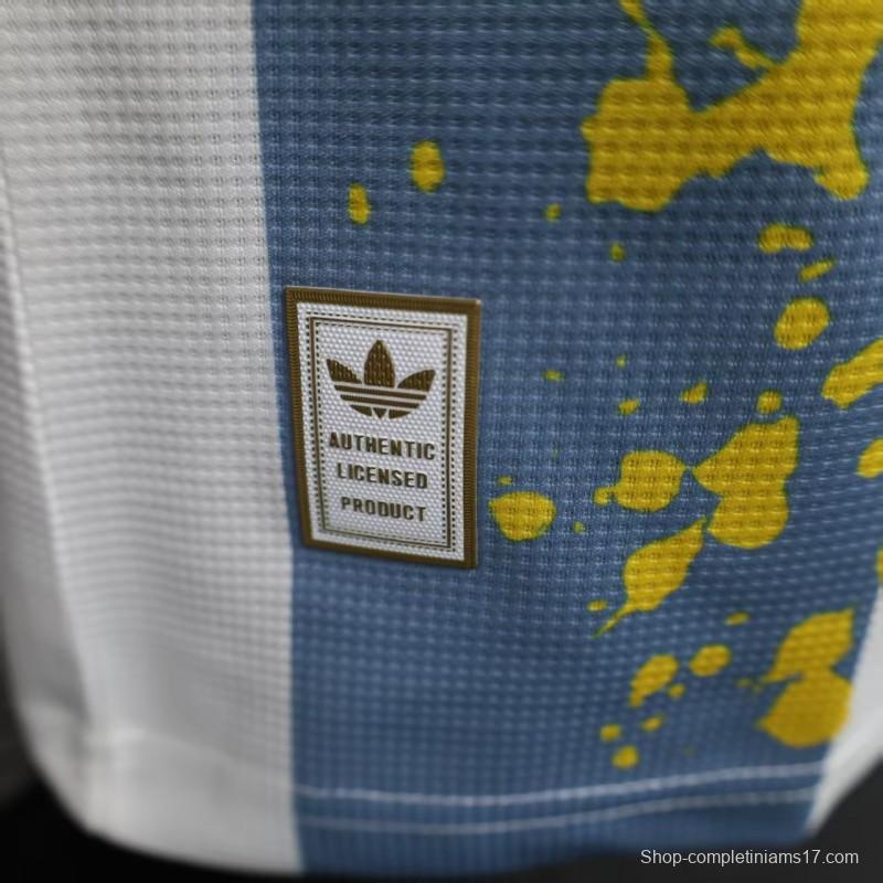 Player Version 2025 Argentina Blue with Messi Celebration Print Jersey
