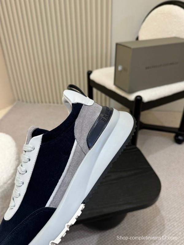 2025 Men Brunello Cucinelli Black White Blue Suede Sneakers AS00320