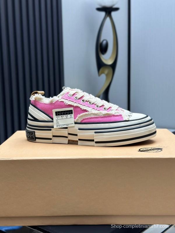 2025 Unisex XVESSEL Pink White Canvas Plimsolls Vulcanized AS00240