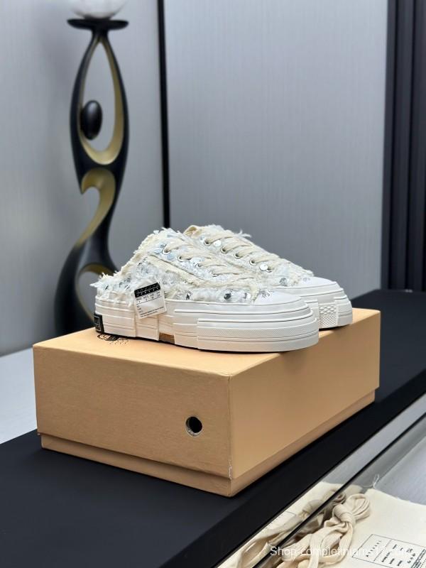2025 Unisex XVESSEL White Canvas Plimsolls Vulcanized AS00260