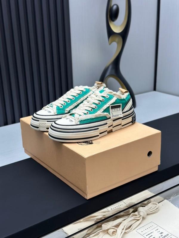 2025 Unisex XVESSEL Green White Canvas Low-Top Vulcanized Sneakers AS00240