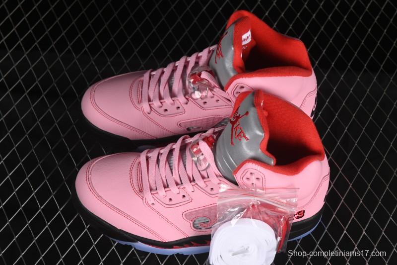 Awake NY Air Jordan 5 Retro Sneakers with Arctic Pink Colorway and Awake NY Logo Mesh - DV4982-600