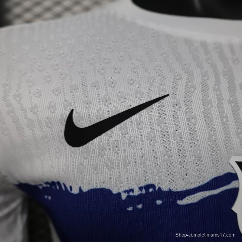 Player Version 25/26 Barcelona White with Blue and Red Brush Stroke Jersey