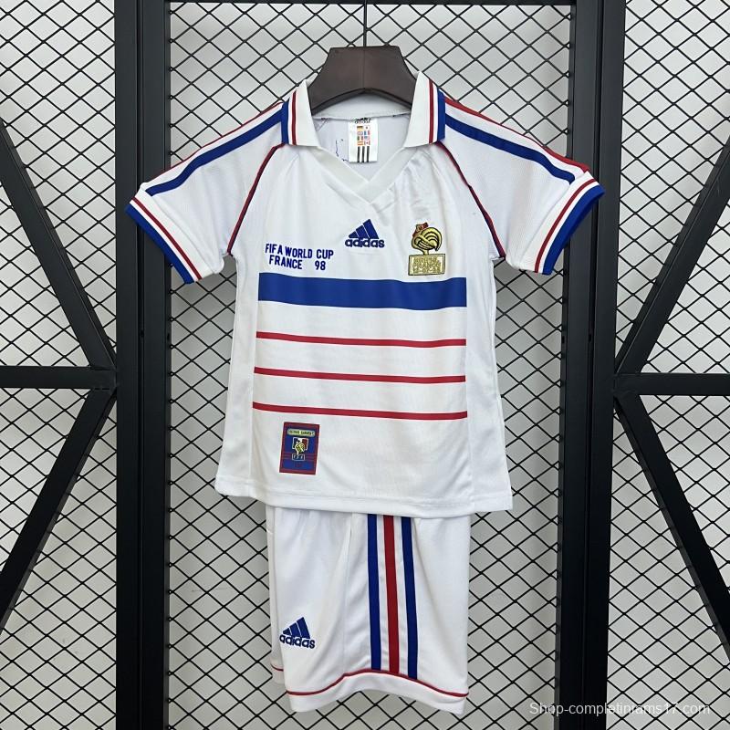 Retro 1998 Kids France Away Size 16-28 Jersey
