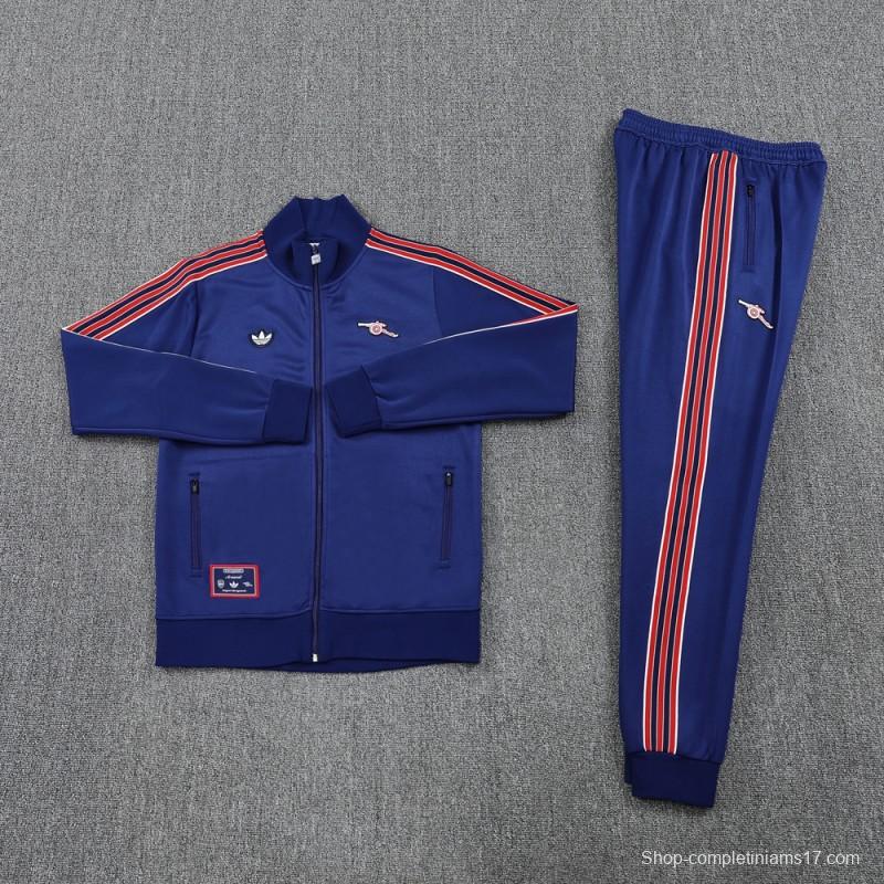 25/26 Arsenal Blue with Red & White Stripes Full Zipper Jacket +Long Pants