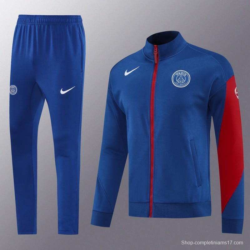 25/26 PSG Blue Full Hoodie Zipper Jacket +Long Pants