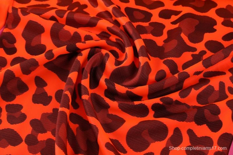 2025 Adidas Orange & Black with Leopard Print Pattern Half Zipper Jacket +Long Pants