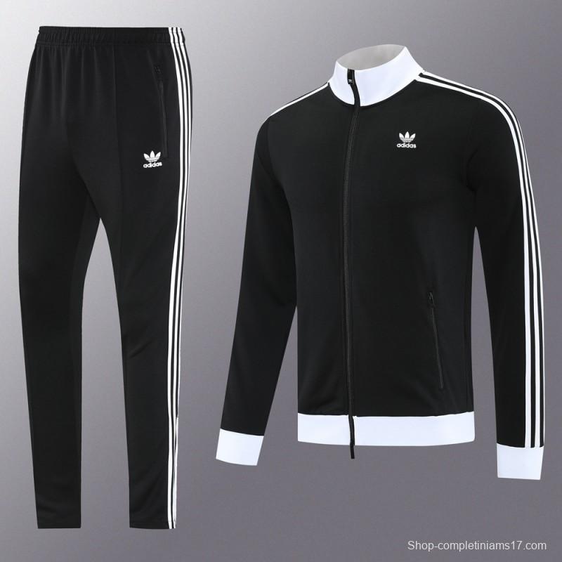 2025 Adidas Original Black Full Hoodie Zipper Jacket +Long Pants
