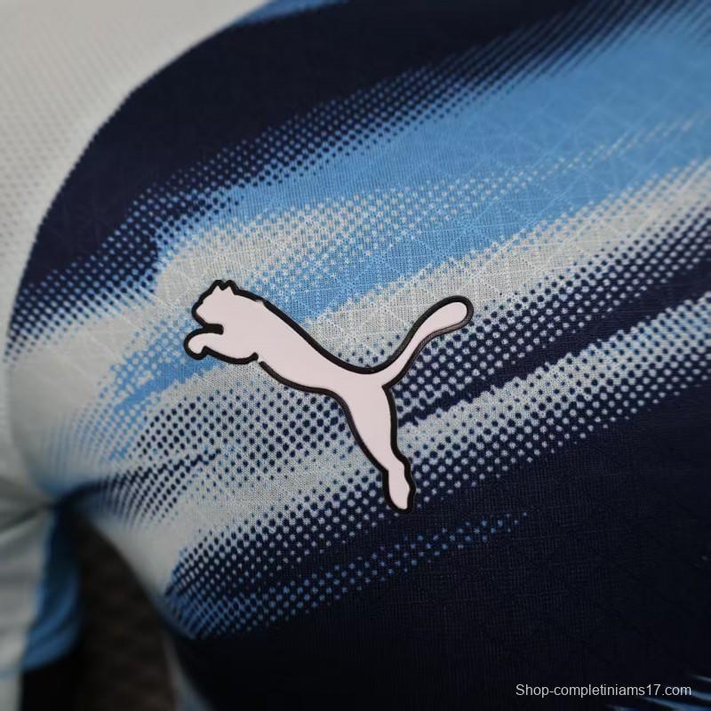 Player Version 25/26 Olympique de Marseille Blue with Gradient Wave Pattern Jersey