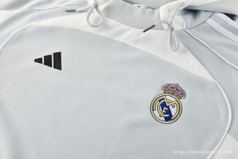 25/26 Real Madrid Hoodie Full Zipper Jacket + Long Pants