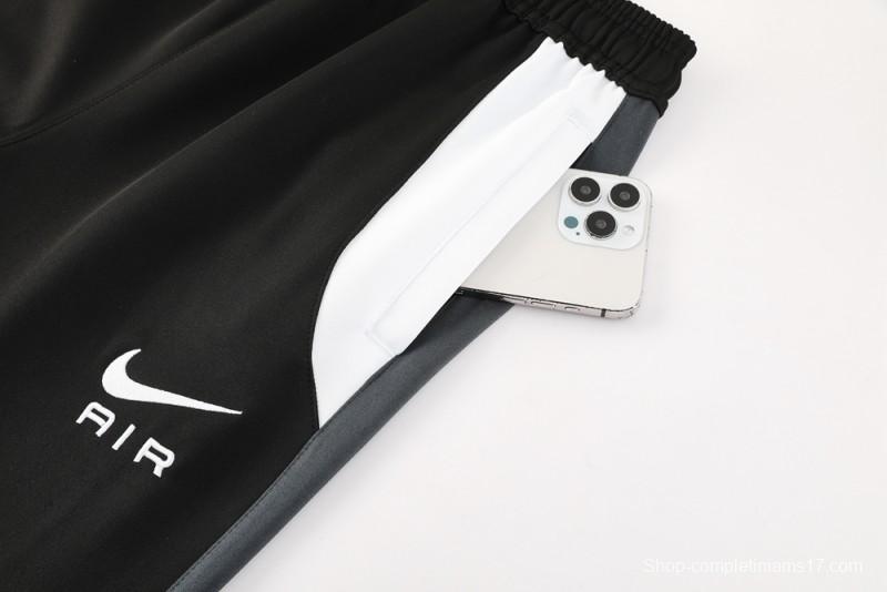 2025 Nike Air Black Tracksuit Set with Gray and White Accents Full Zipper Jacket + Long Pants