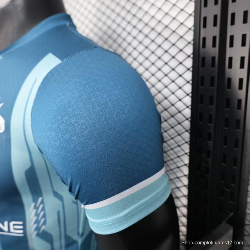 Player Version 25/26 Olympique de Marseille Blue with Geometric Stripes Jersey