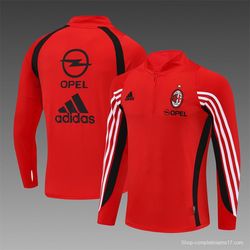 Retro 03/04 AC Milan Red Half Zipper Jacket