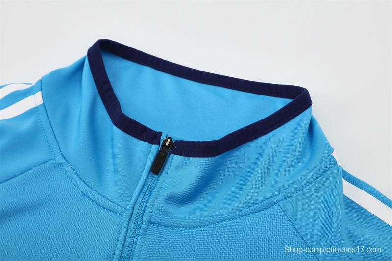 Retro 05/06 Real Madrid Light Blue Half Zipper Jacket+Long Pants