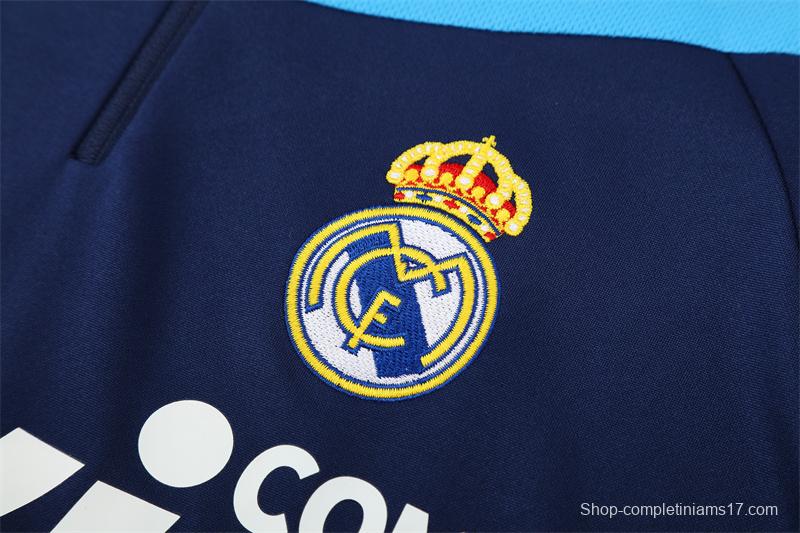 Retro 09/10 Real Madrid Royal Blue Half Zipper Jacket