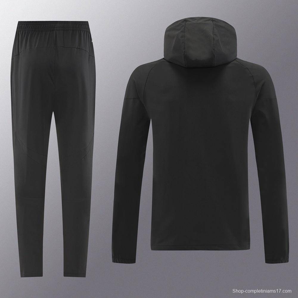25/26 Adidas Black Hoodie Full Zipper Jacket + Long Pants