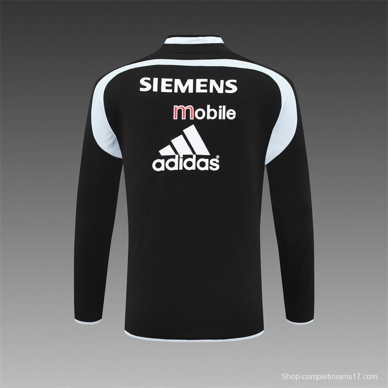 Retro 04/05 Real Madrid Black Half Zipper Jacket