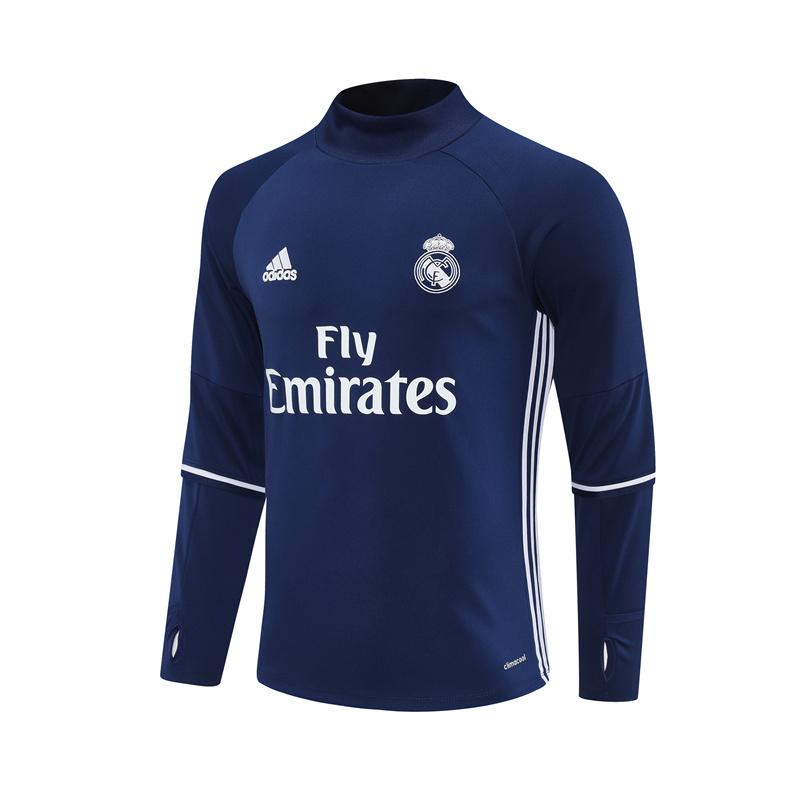 Retro 16/17 Real Madrid Royal Blue Half Zipper Jacket+Long Pants